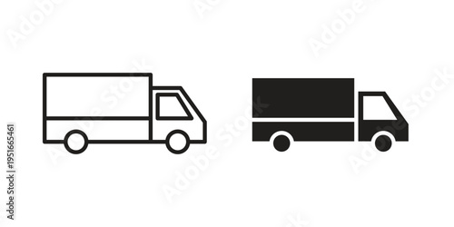 Truck icon silhouette design. Editable stroke outline icon on white background