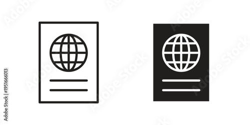 Visa icon silhouette design. Editable stroke outline icon on white background