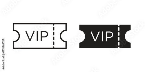 VIP pass icon silhouette design. Editable stroke outline icon on white background