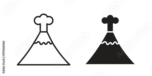 Volcano icon silhouette design. Editable stroke outline icon on white background