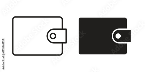 Wallet icon silhouette design. Editable stroke outline icon on white background