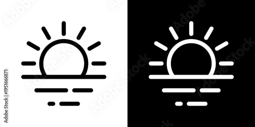 Sun Icon Set Vector Collection Isolated In Black And White
