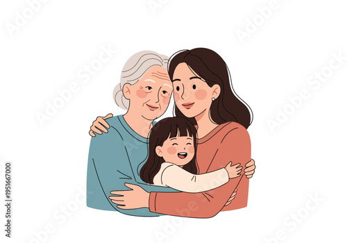 Happy Mother’s Day honoring grandmother, mother, and daughter together, celebrating appreciation, love, and family heritage