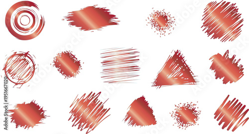Rose gold metallic brush strokes and scribble shapes collection