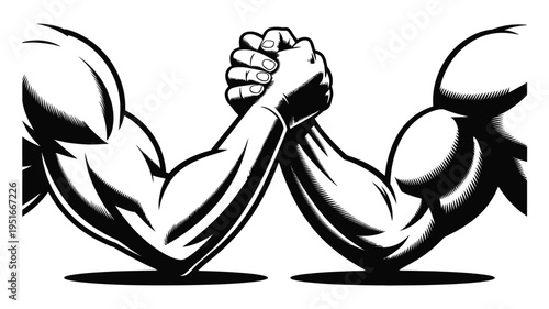 Arm wrestling illustration depicting a strong competition between two individuals