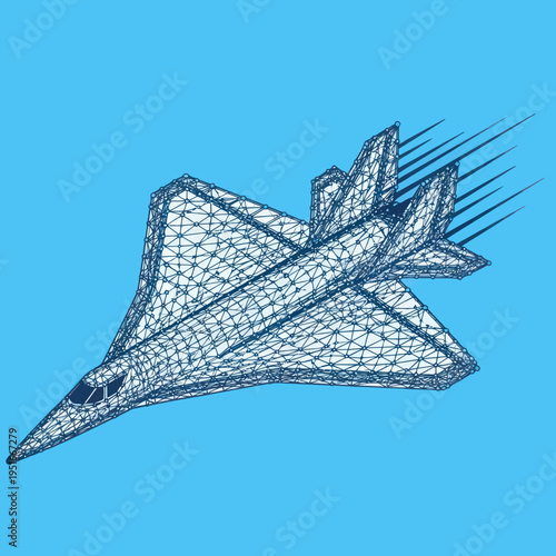 Sleek Futuristic Jet Flying Through Air.