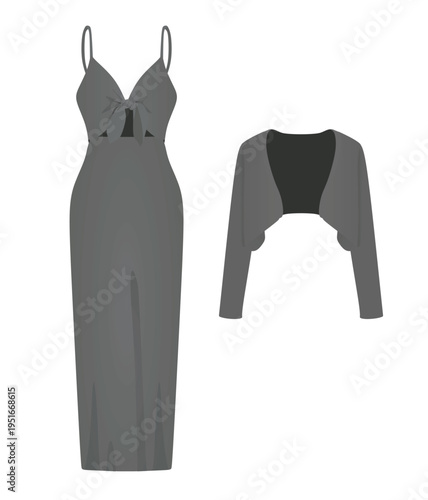 Bolero and dress. vector illustration