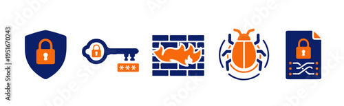 Cyber Security and Network Privacy Protection Icons Collection