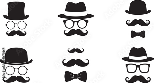 Collection of vintage men's facial accessories and hats