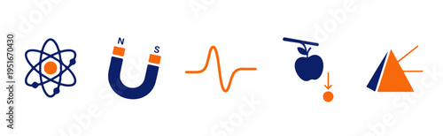 Physics and Astronomy Space Science Icons Set