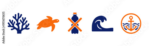Marine Life and Ocean Environment Protection Icons Collection