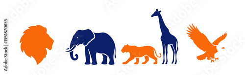 Wild Safari Animals and African Wildlife Icons Set
