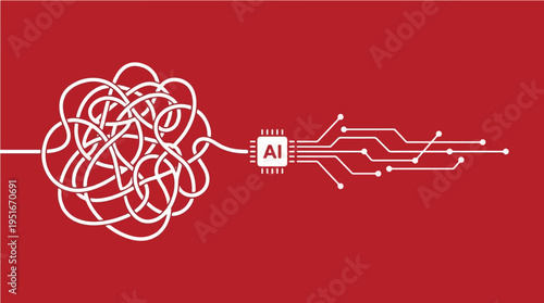 Photos Artificial Intelligence Problem Solving Concept with Tangled Wire Transforming i