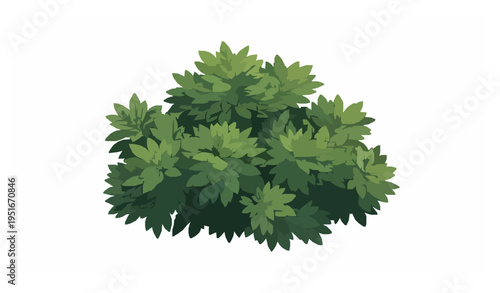 Detailed green leafy bush vector with dense natural foliage plant isolated on white