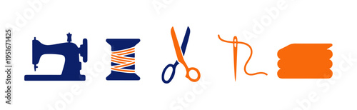Sewing Tailor and Fashion Workshop Icons Set