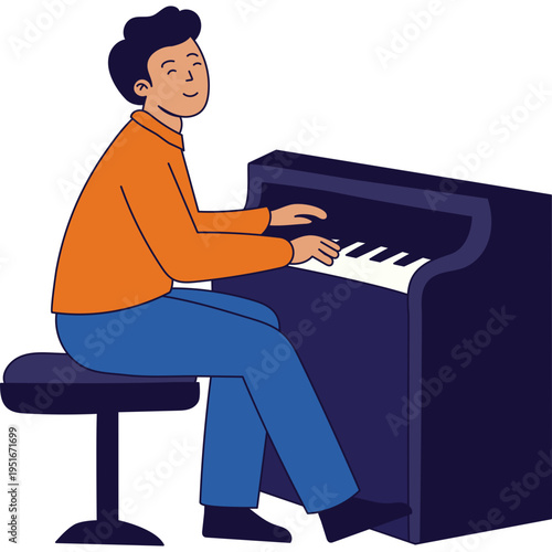 Man Playing Piano Illustration