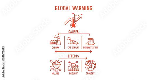 Global warming infographic vector isolated on White Background