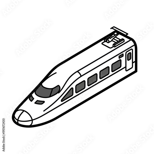 High Speed Train Illustration Black Outline.