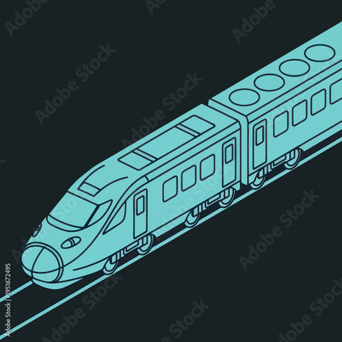 Modern Train Illustration on Dark Background.