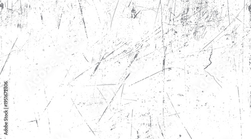 White background with scattered grey scratches and dots creating a distressed texture