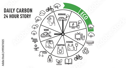 Eco daily carbon icons vector isolated on White Background