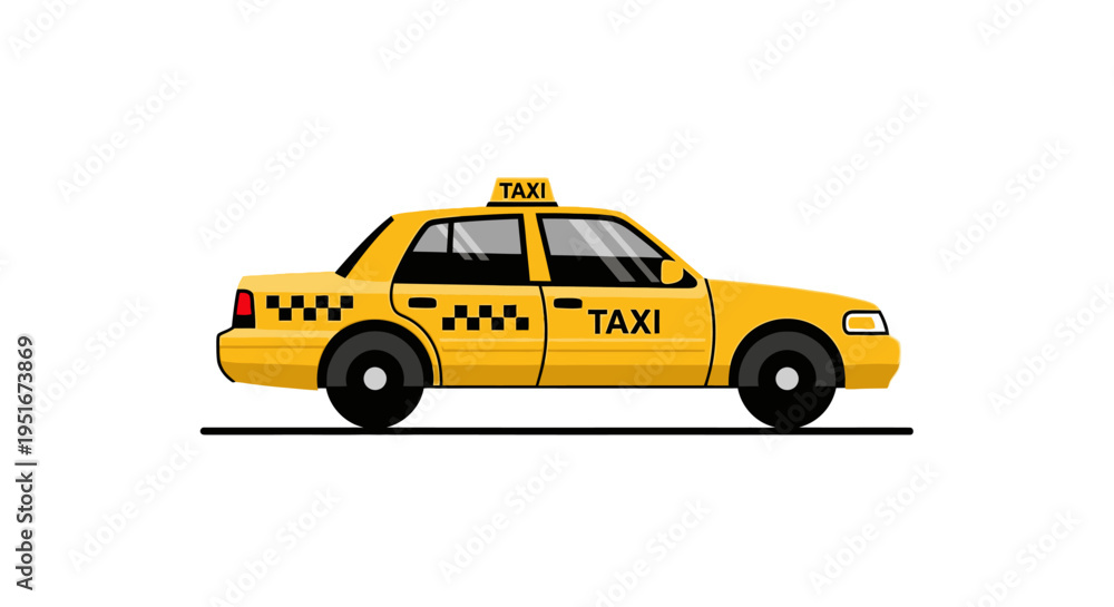 Fototapeta premium Yellow taxi cab side view vector illustration