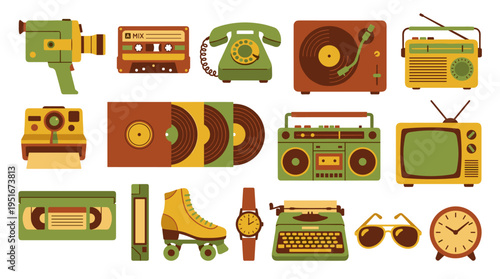 Retro Technology and Vintage Lifestyle Objects Collection