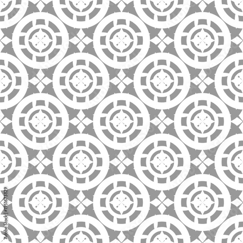 Abstract Seamlesss Geometric Circles Light Grey Pattern.