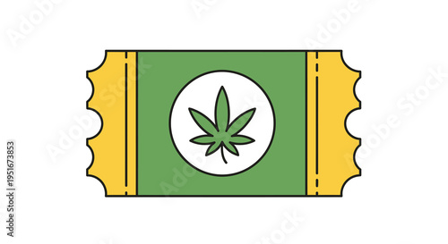 Marijuana Ticket Icon with Cannabis Leaf Illustration