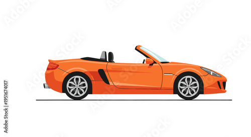 Orange Convertible Sports Car Illustration Side View