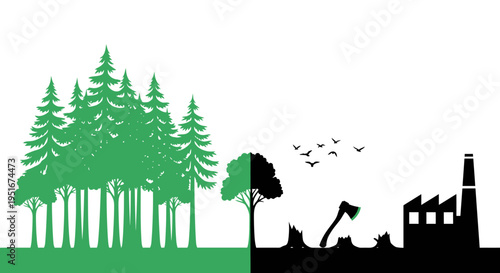 Eco city contrast vector isolated on White Background