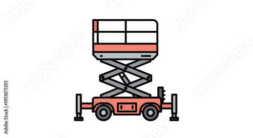 Scissor lift aerial work platform industrial icon illustration