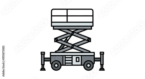 Industrial scissor lift aerial work platform vector icon