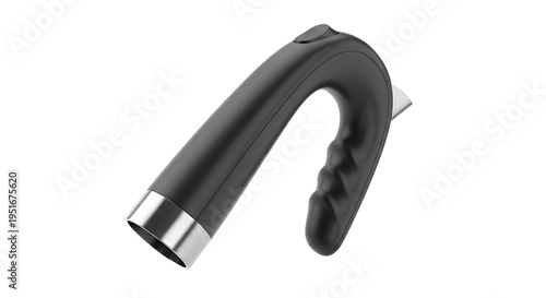 Foto A sleek black adult toy with a silver base and handle