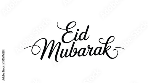 Elegant calligraphy displaying Eid Mubarak on a plain white background