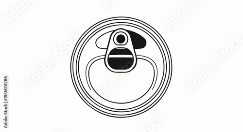 A black and white illustration of the top of a beverage can lid