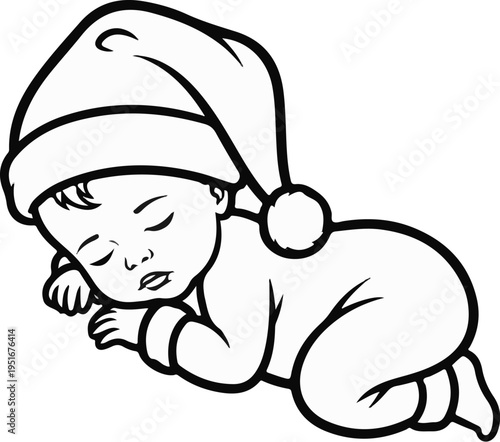 Adorable baby in a sleeping cap rests peacefully