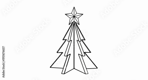 Stylized line drawing of a Christmas tree topped with a star
