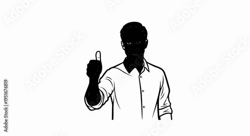 Silhouette of a man in a collared shirt giving a thumbs up