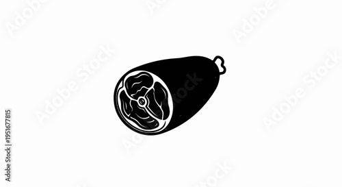 Black silhouette of a cured ham, with visible meat grain pattern
