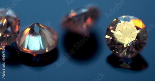 Microscopic Zoom of Four Tiny Synthetic Moissanite Diamond Crystals 0.003 Carat Each Sparkling under Lab Lighting with Superior Properties for Precision Industrial Tool and Custom Jewelry Making
