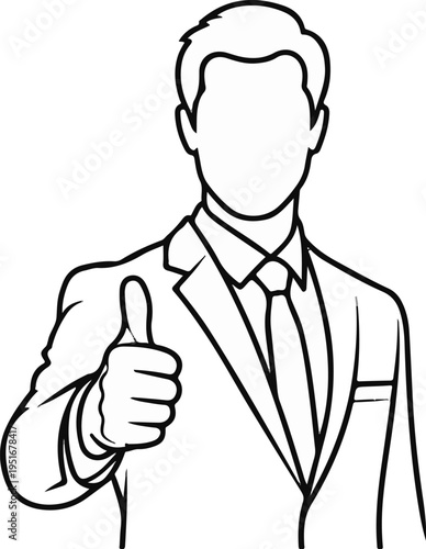 Gentleman in a suit gives a thumbs up, showing approval