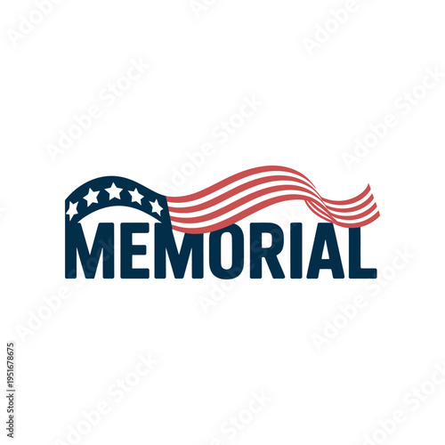 A patriotic memorial logo with American flag design elements