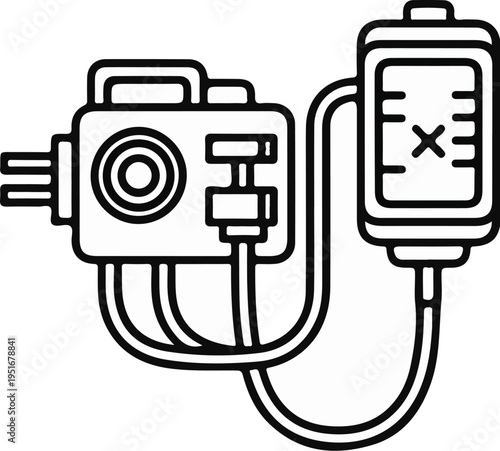 Medical infusion device and IV bag with a cross mark