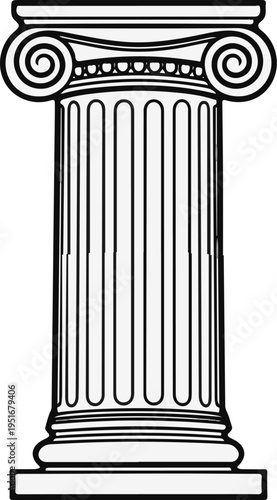 Ornate classical column with fluted shaft and spiral volutes