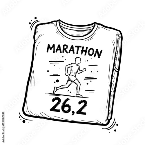 Marathon running t shirt design with runner silhouette and 26.2 miles hand drawn vector illustration endurance race sports apparel graphic for runners training competition concept