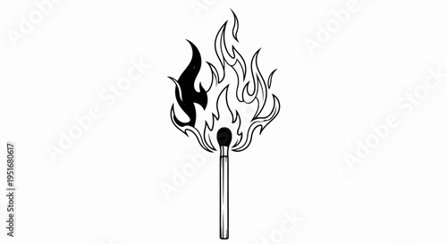 Stylized depiction of a lit match with dynamic flames