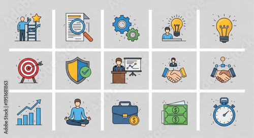 Business and Finance Icons Collection Set.