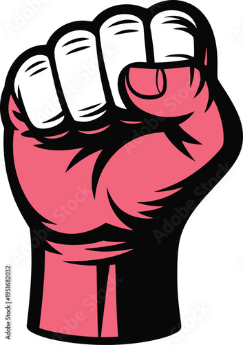 Raised clenched fist, symbol of revolution, protest, power, and solidarity, strong gesture