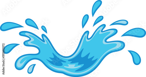 Blue water splash vector, abstract liquid wave, clear fresh aqua drops element